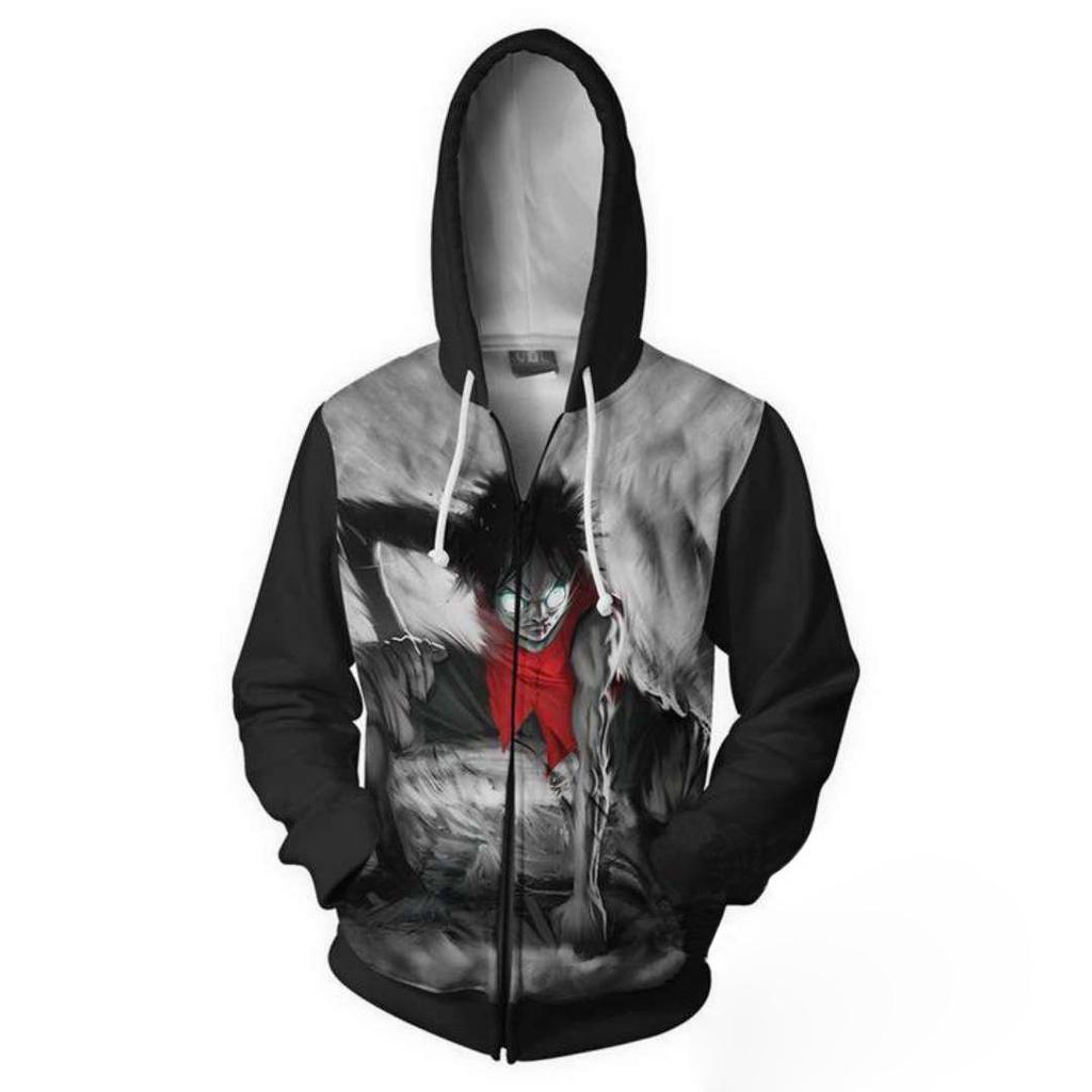 2021 One Piece Anime 3D Print Zipper Hoodie for Men