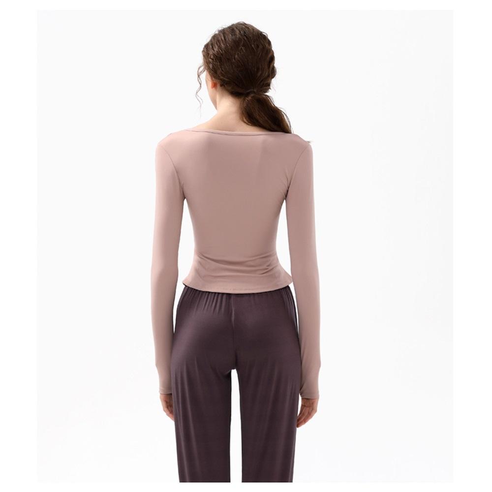 New Spring And Autumn V-neck Sport Top, Yoga Wear, Long-sleeved T-shirt, Professional Running, Quick-drying, Nude Slimming And Fitness Wear For Women