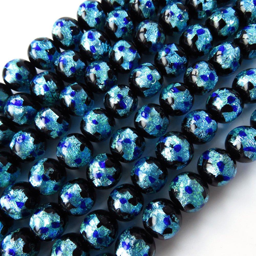 [GOLD STONE] Glowing Firefly Glass Beads, 12mm, Approximately 37cm Long, Mint Blue, Glow-in-the-Dark Glass Beads, Okinawa Souvenir