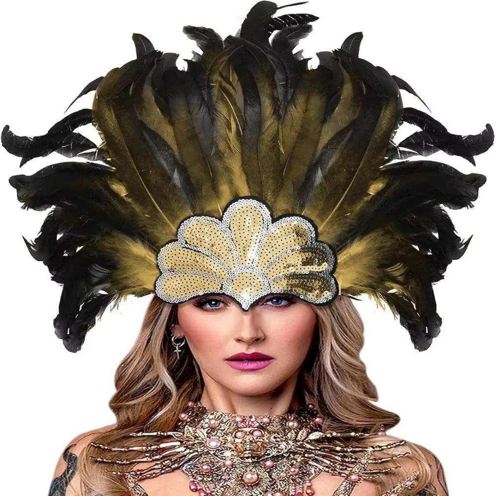 Stage Performance Showgirl Headband Brazilian Carnival Feather Headdress Hair Band  Carnival Events