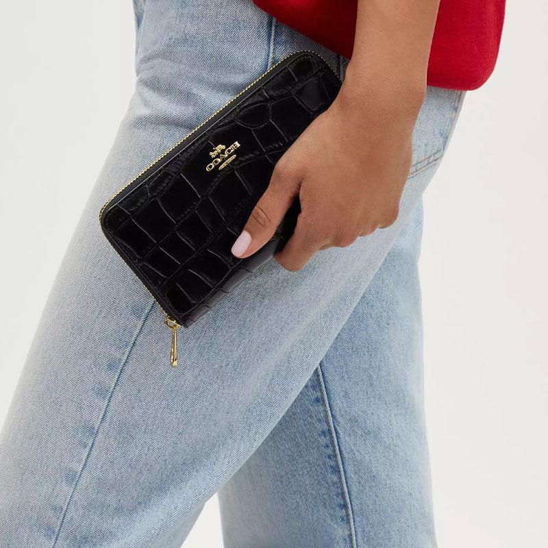 Новый женский кошелек COACH из кожи с тиснением под крокодила, черный CT083-IMBLK