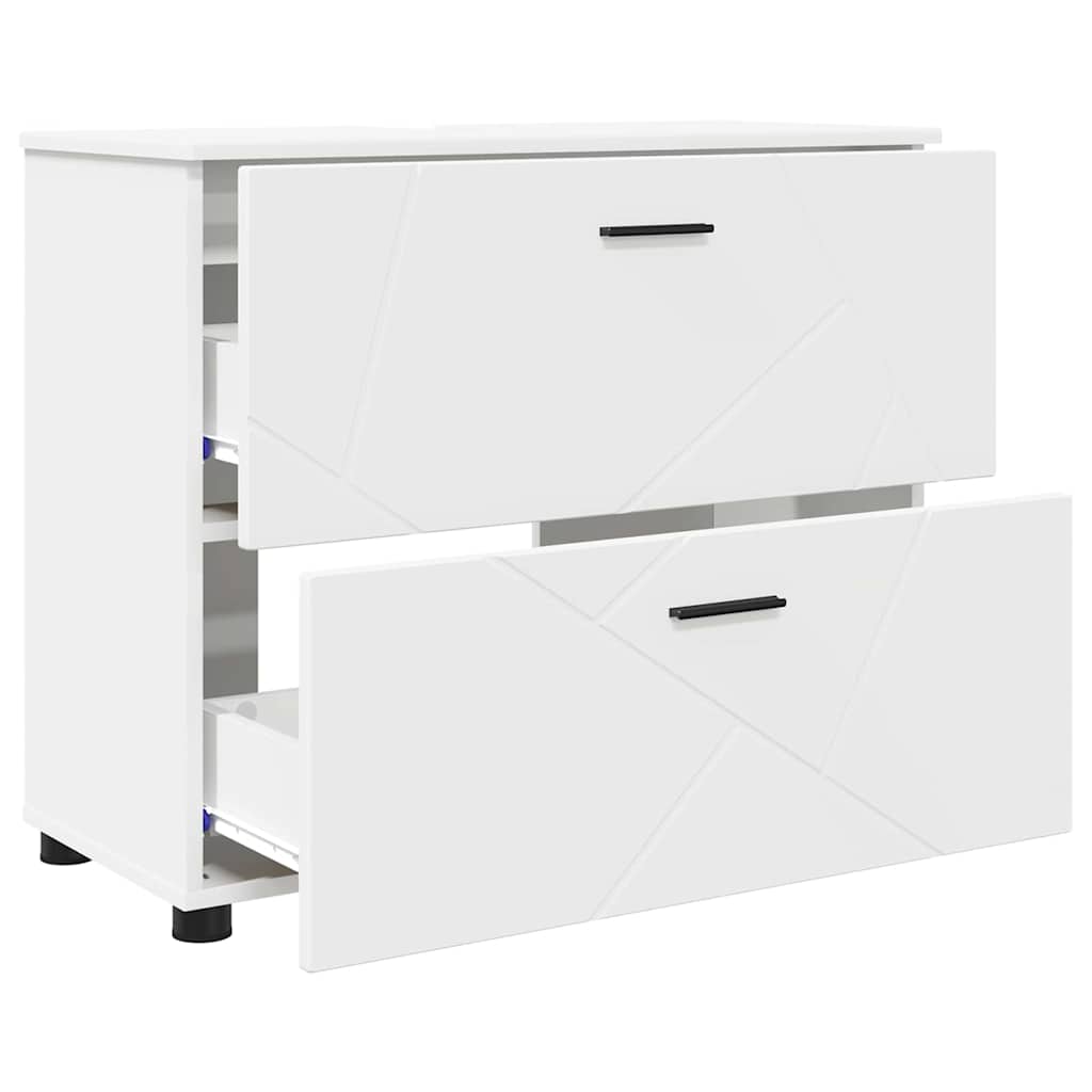 Bathroom Furniture Set with Shelf 3 Pcs White Plywood and Metal