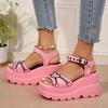 Summer Platform Women Sandals Gothic Lolita Kawaii Girls Luxury Trend Punk Casual Beach Wedges Heel Pink Black Fashion 2026 New