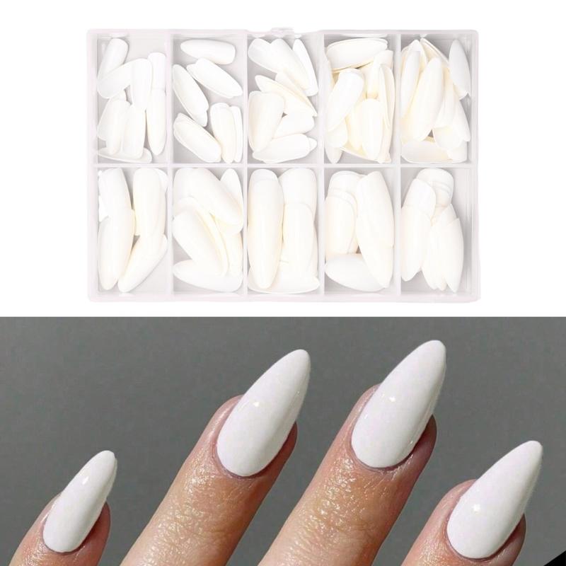 120 Pcs Press On Nails Solid Color False Nails Almond Full Cover Stick On Nails Artificial Nails Manicures Supplies