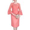 ZANZEA Women Casual Lace Patchwork 3/4 Sleeve Elegant Sheath Dress