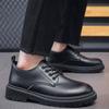 Men British Style Casual Shoes Office Height Increasing Thick Sole Single Shoe Youth Boy Student Back To School Uniform Shoes