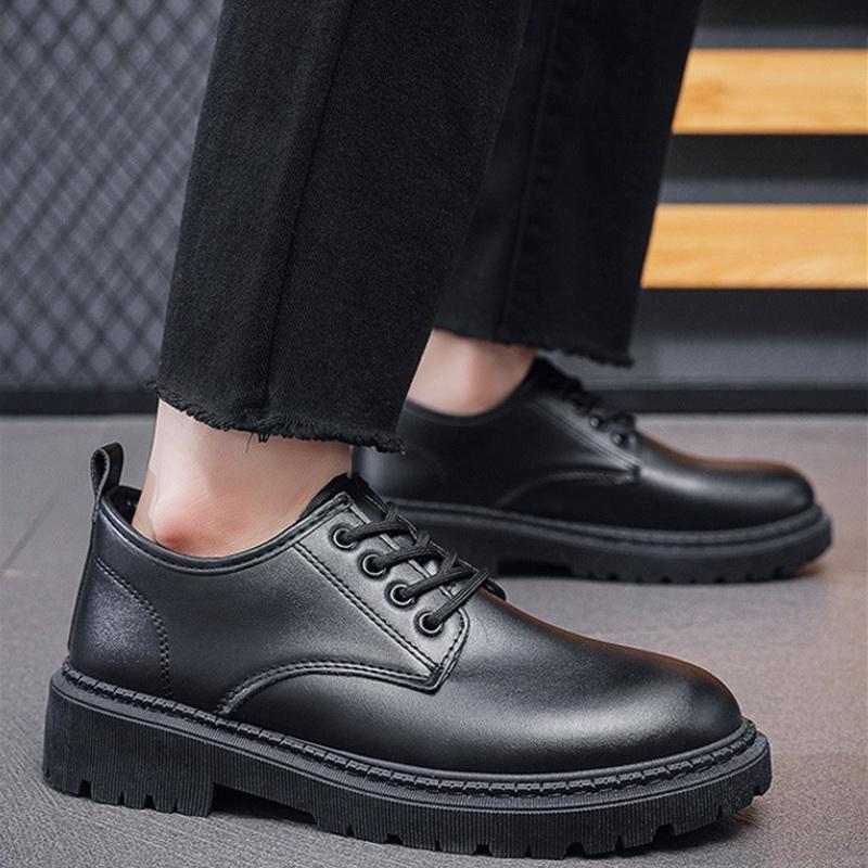 Men British Style Casual Shoes Office Height Increasing Thick Sole Single Shoe Youth Boy Student Back To School Uniform Shoes