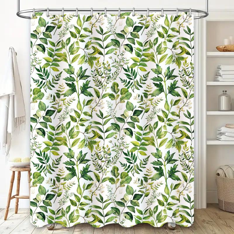 Green Leaf Shower Curtain Waterproof Decorative Bathroom Accessories Set for Home Decoration Free Shipping on  120x180