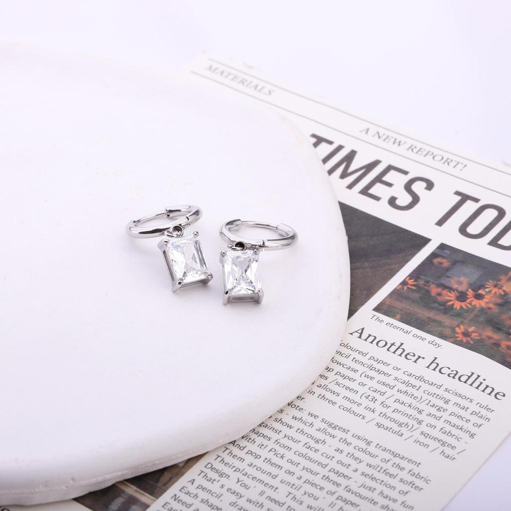 2026 Elegant High-End Geometric Square Earrings with Large Zircon