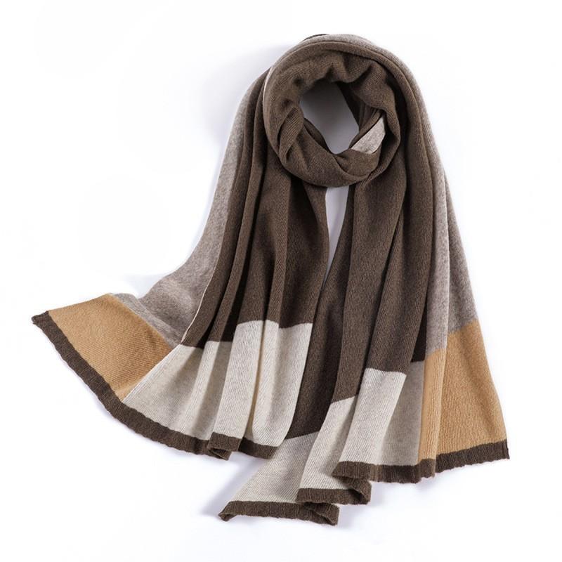 Autumn and winter pure wool women's scarf fresh and sweet knitted contrasting shawl warm versatile extended scarf