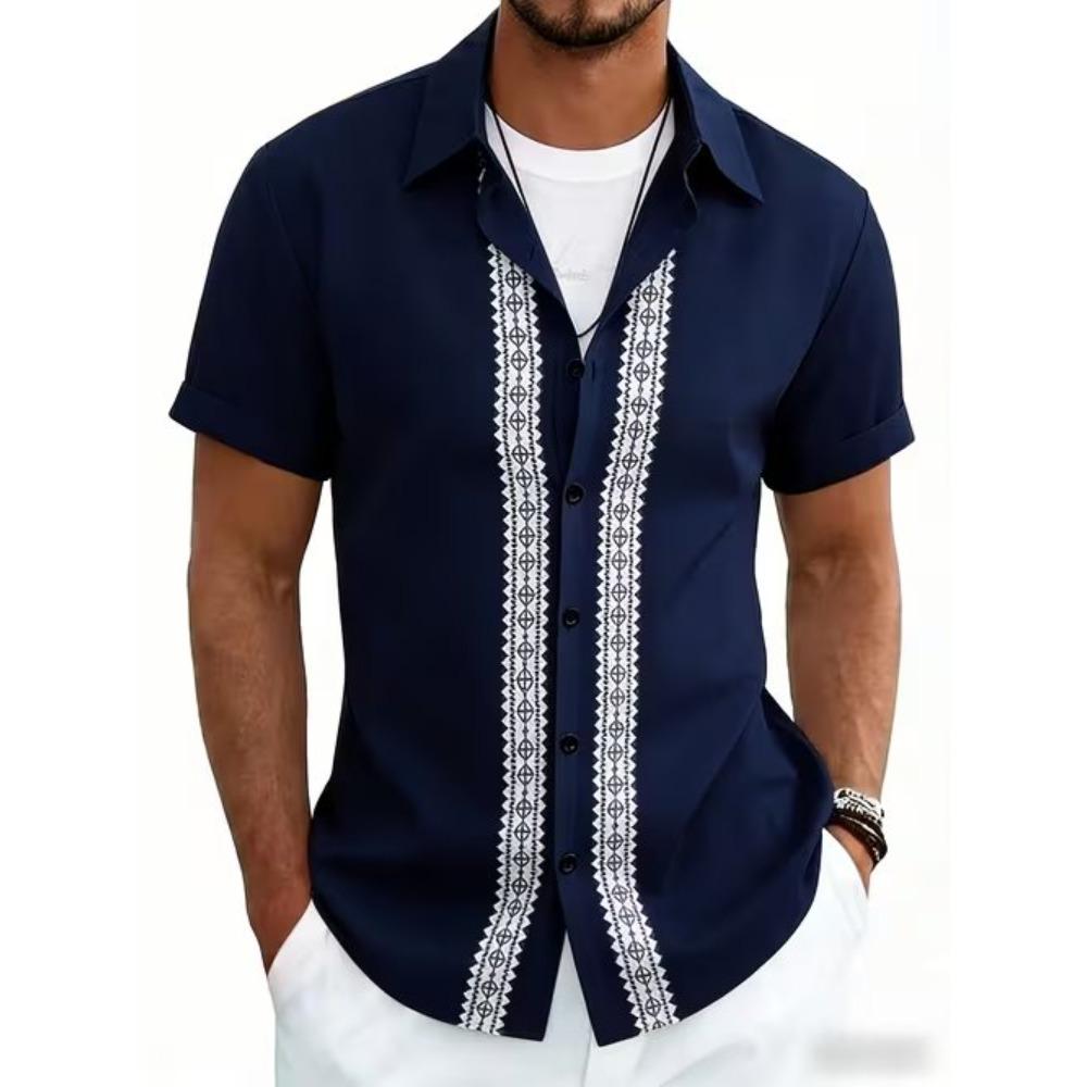 Men's Retro Fashion Pattern 3D Print Shirt Button Up Shirt Casual Shirt Summer Shirt Short Sleeve Daily Vacation Clothing