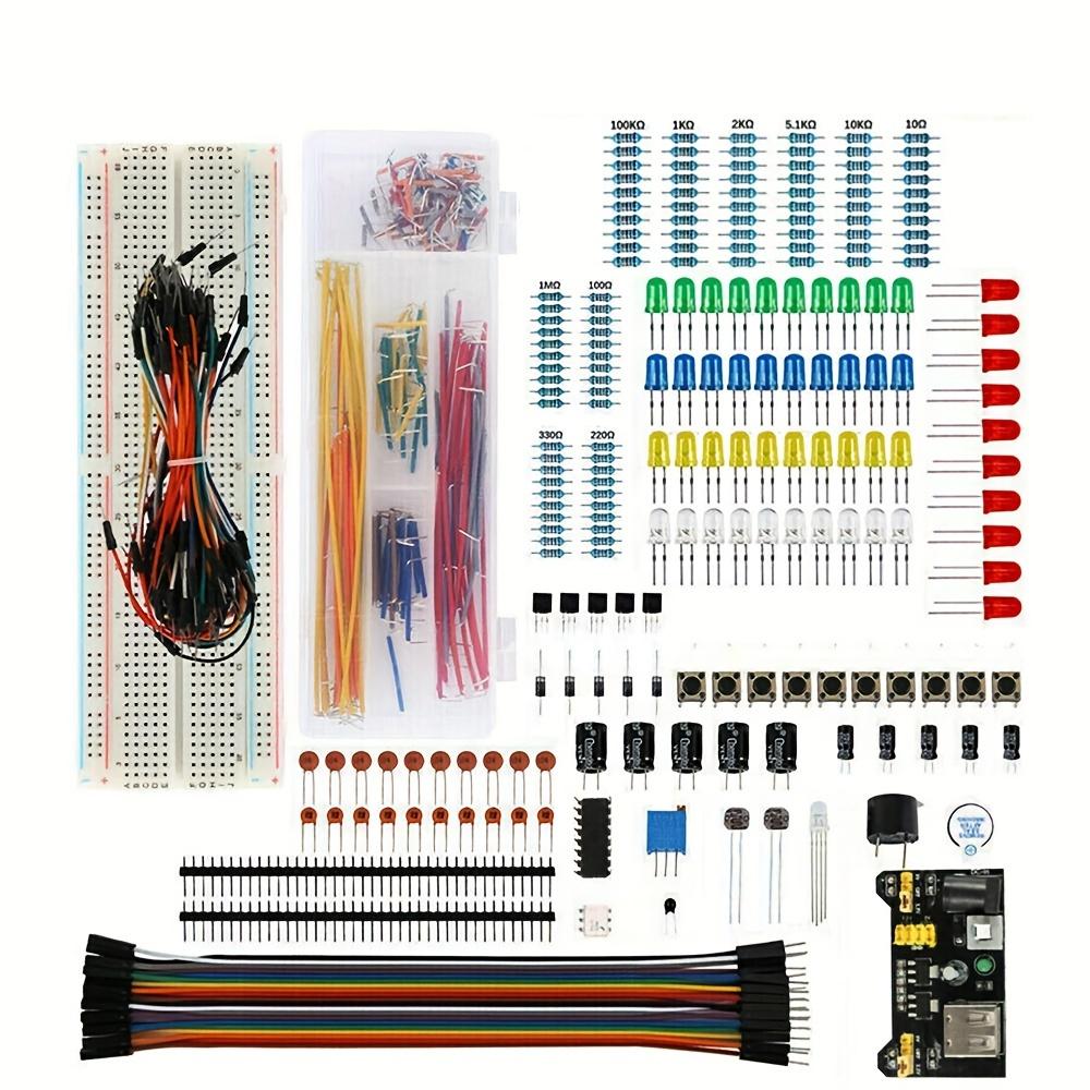 1 Boks DIY Elektroniske Komponenter Sett Prosjektstarter Elektronisk DIY Sett Med 830 Koblingspunkter Koblingsbrett For Arduino R3 Med Boks