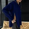 Damen Casual Farb-Rollkragenpullover mit seitlichem Reißverschluss