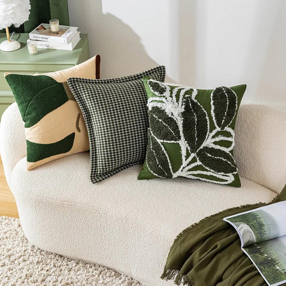 45x45CM Modern Green Throw Pillow Cover Artistic Design Living Room Sofa Cushion Cover Decorative Home Pillowcase