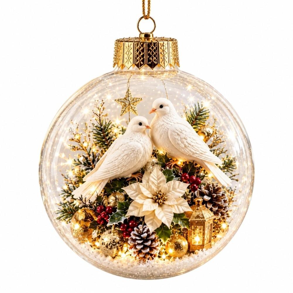 New Plastic Christmas Ball Ornament Clear Lighted Hanging Ornament Ghost Figure Pumpkin Figure LED Light Ball Home Decor