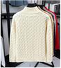 Men's Light Luxury Cable Knit Half-Zip Sweater with Stand Collar - Business Casual Autumn/Winter Outerwear