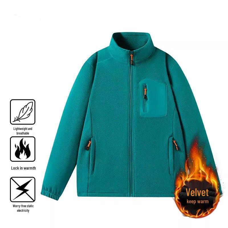 2025 Men's Windproof Fleece Jacket, Thickened Stand Collar, Warm Lining, Customizable and Available for Group Purchase