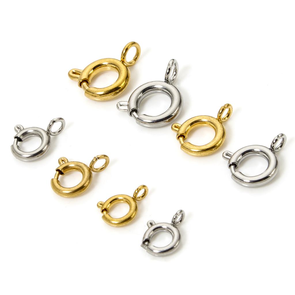 5pcs 304 Stainless Steel Spring Ring Clasps Round Multicolor Buckle Bracelet Necklace Chains Clasps Jewelry Findings