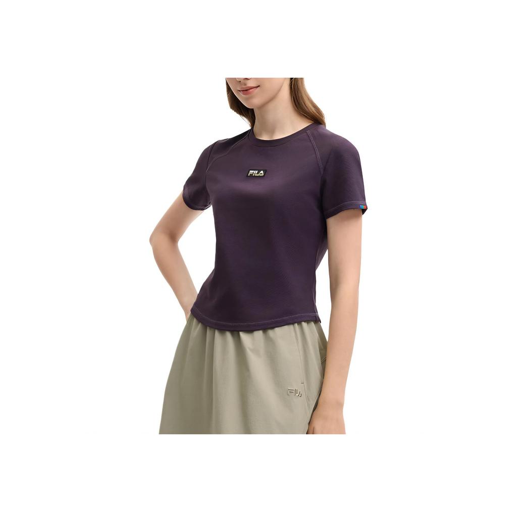 New FILA ORIGINALE Raglan Sleeve T Shirt Women's Purple Deep Color F51W529104F-DP