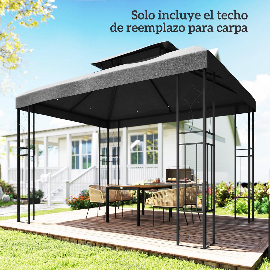 Replacement Canopy 4x3 m with Double Roof Drainage Holes and UV Protection Canopy Only NOT Including Frame Dark Grey