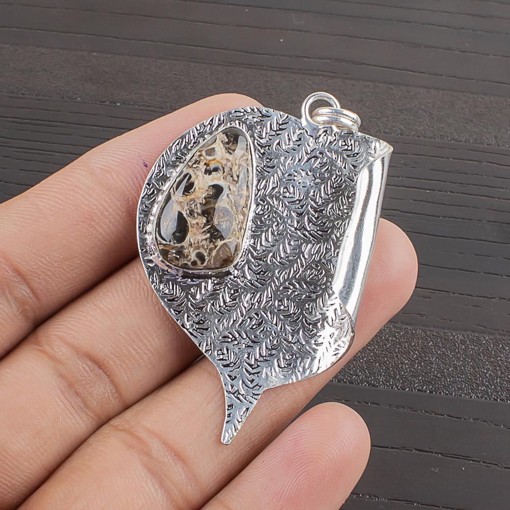 

Natural Turtella Agate Gemstone 925 Sterling Silver Jewelry Pendant 2.09 AJP-2399