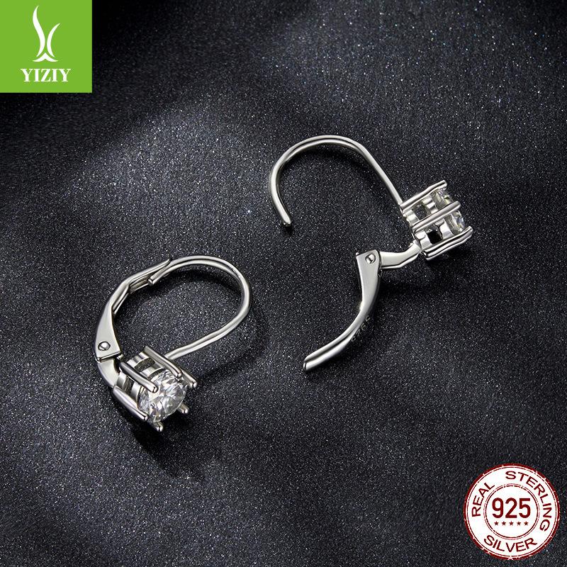 Cercei simpli cu cataramă din moissanit pentru femei, cercei din argint sterling S925 de lux ușor, strălucitori, versatili pentru zi de zi