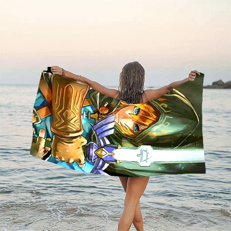 1pc Game Zelda Beach Towel, Beach and Seaside Swimming Pool Equipment, Fashion Pattern, Rectangular, Travel Essentials