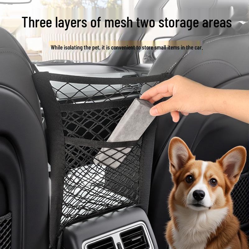 Car Pet Barrier & Double-Layer Seat Pocket Organizer