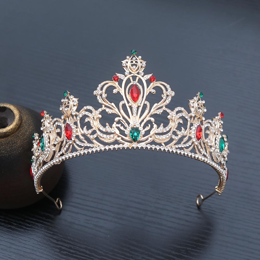 

1pc Gold Vintage Gemstones Hair Crown Ornate Royal Design Sparkling Rhinestones Perfect Holiday Bridal Elegance Pageant Ready