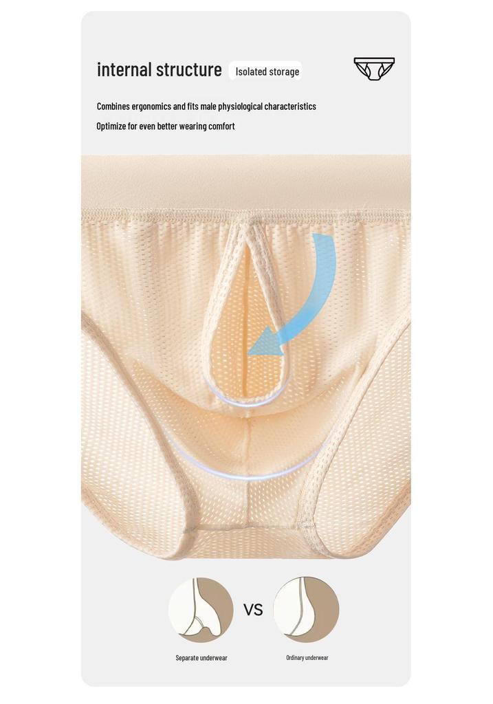 Men's Breathable Ice Silk Seamless Summer Underwear – Thin Triangle Design with Large Pouch