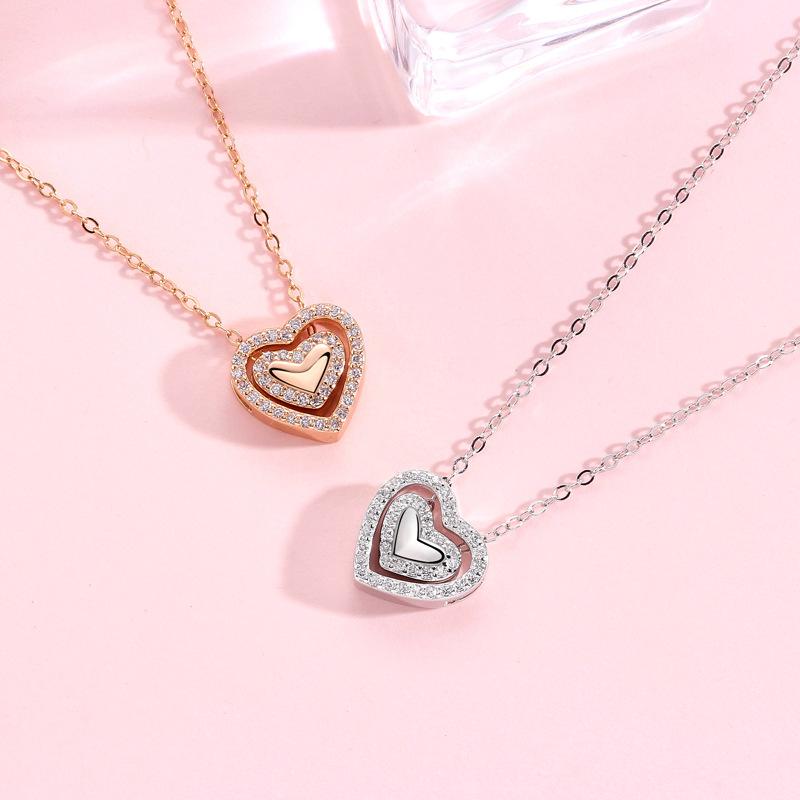 Heart-to-heart Love Necklace Female Niche Romantic Exquisite Versatile Ins Style Design Pendant Female