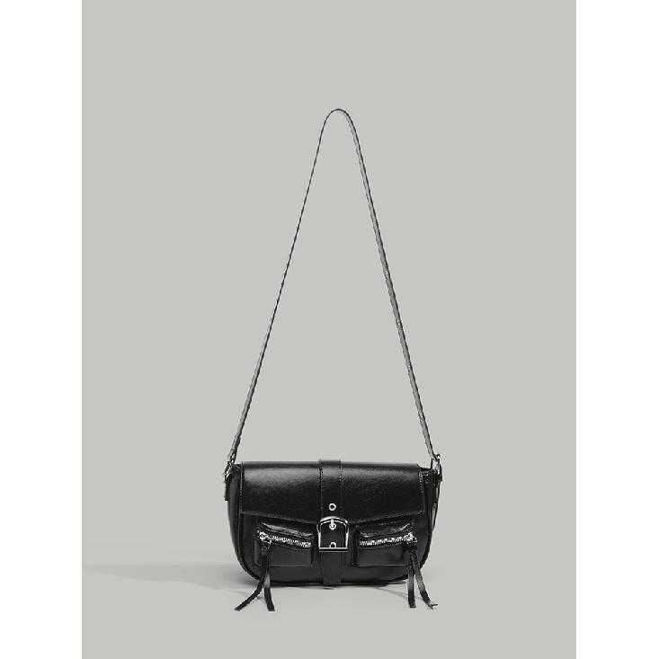 2025 Summer Trendy Double-Pocket Punk Hot Girl Style Cool Motorcycle Bag for Women, Versatile Commuting Shoulder and Crossbody Bag