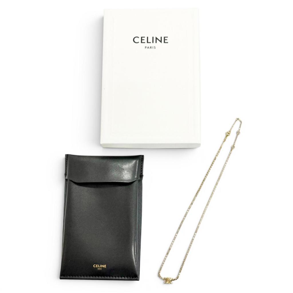 Sehr Gut CELINE Halskette Triomphe Funkelnde Strasssteine gold Damen Gebraucht