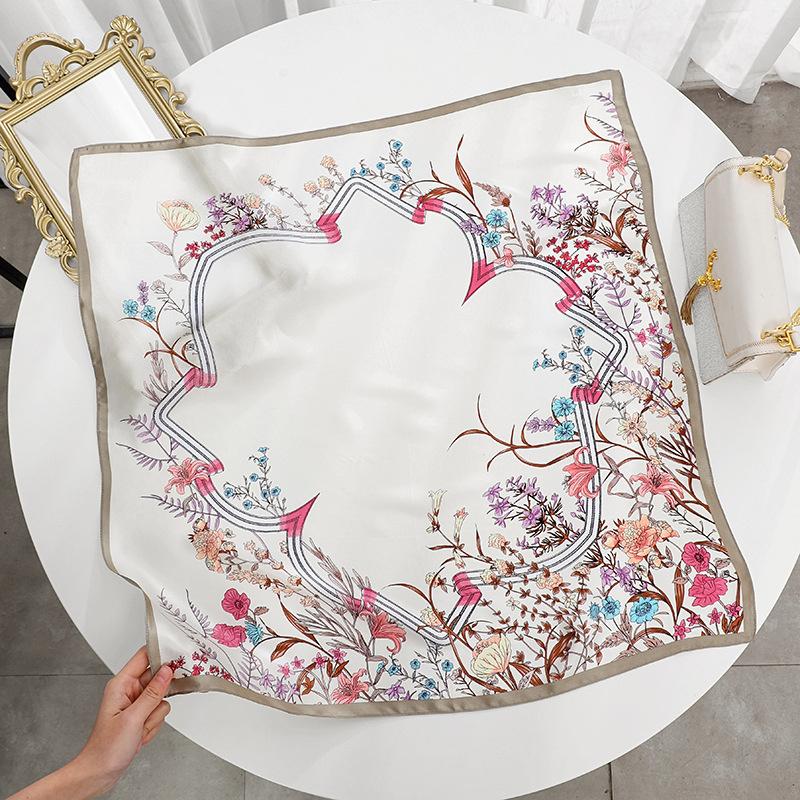 68*68cm 100% Mulberry Silk Scarf Luxury Printed Square Shawl Elegant Lightweight Soft Summer Fashion Accessory Women