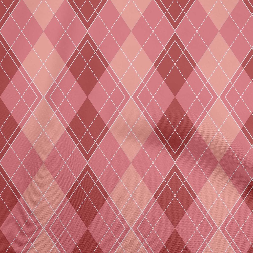 oneOone Cotton Flex Dark Peach Fabric Check Sewing Material Print Fabric By The Yard 40 Inch