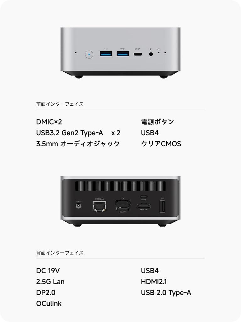 MINISFORUM AI X1 Mini PC with AMD Ryzen 7 255 2x PCIe SSD Barebone Radeon 780M HDMI DP USB Metal Panel Mini PC Processor, DDR5-5600MT/s, 4.0 Slots,