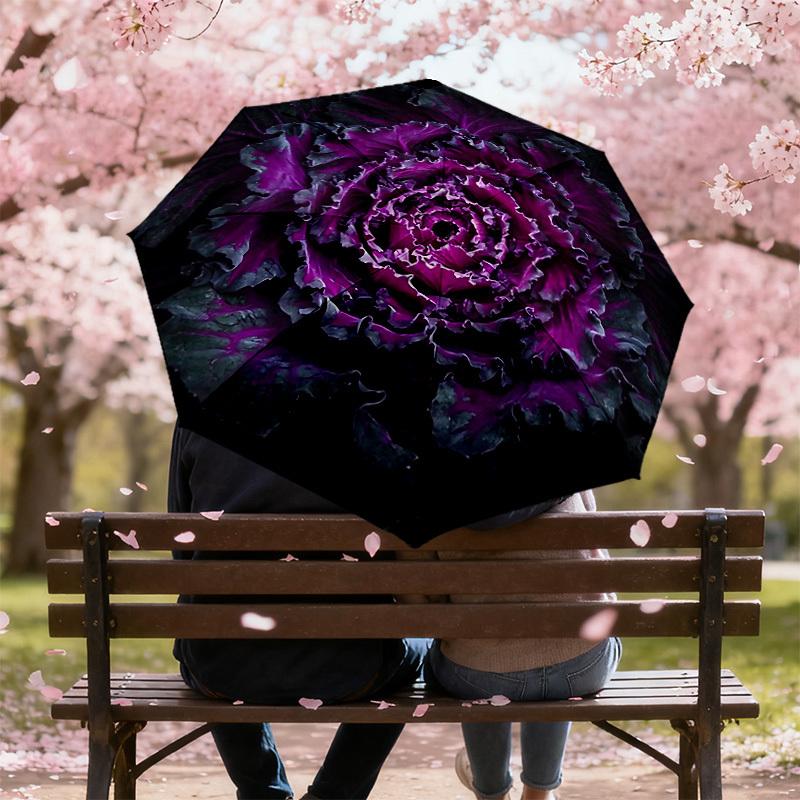 Purple Passion Bloom: Umbrella with Auto Open/Close, Outdoor Protection, Lightweight and Durable Travel Accessory 123