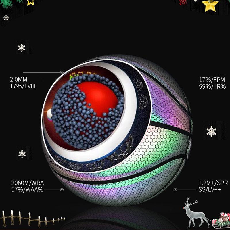 PU Basketball Reflektierender Ball Leuchtender Basketball Herren Damen Trainingsball Outdoor Indoor Ball Leuchtender Lumineszierender Basketball Geschenk
