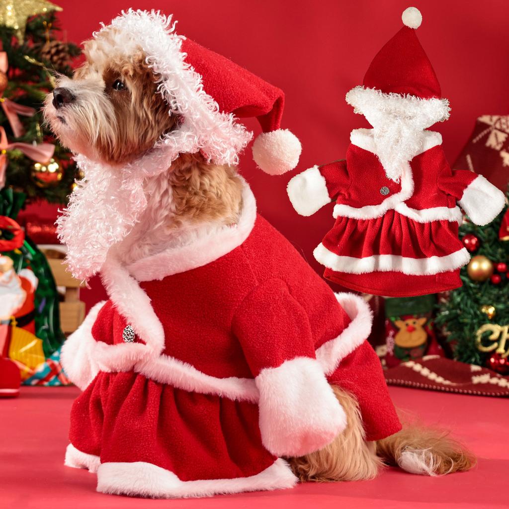 Pet Christmas Costume Dog 3d Puffy Dress With Cute Hat Funny Party Dressup New Year'S Gift Adorable Pet Spotlight