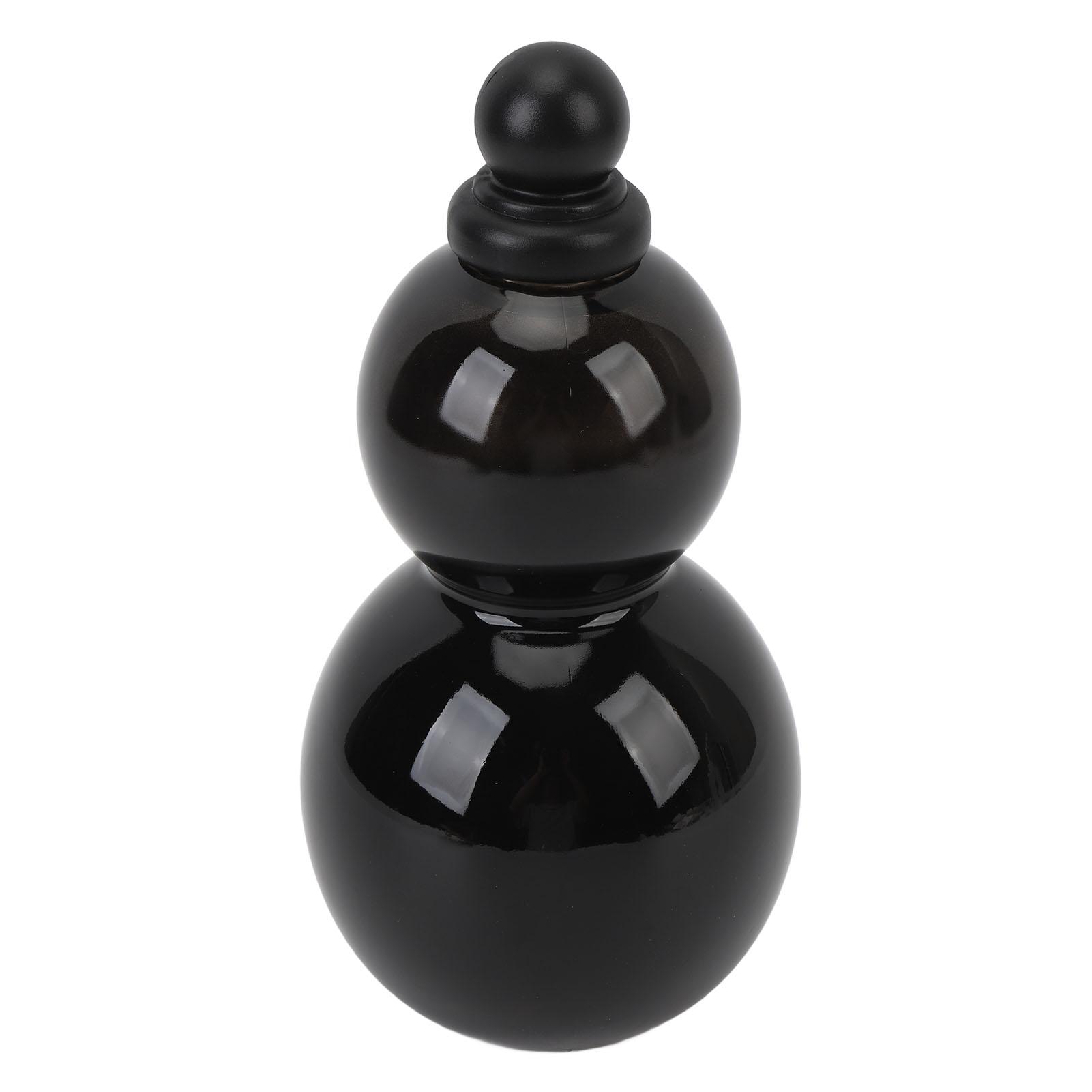 

Бутылка для воды из тыквы 800 мл, портативная бутылка для питья на открытом воздухе, ретро-украшение с ремешком, глянцевая чёрный