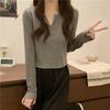 Women's Slim Fit V-Neck Long-Sleeve T-Shirt for Spring/Autumn 2025 - New Korean Style