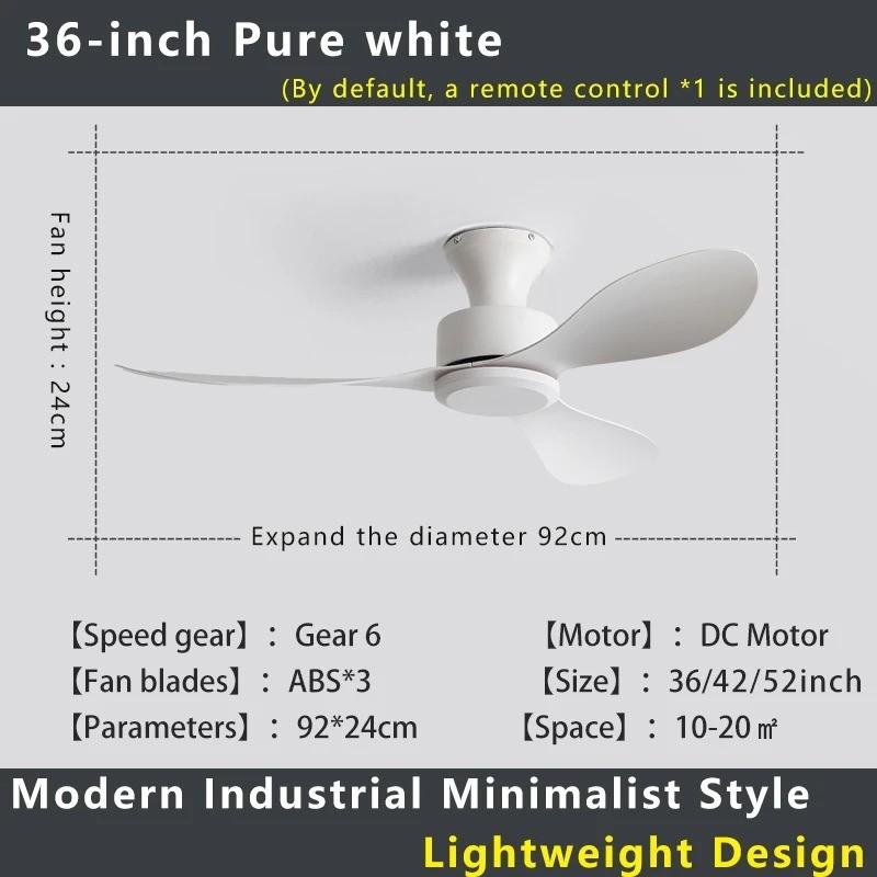 36-52" No-Light Design Multi-Space Use Electric Fan Low-Profile Flush Mount Ceiling Fan Remote Control Industrial Vintage Fan
