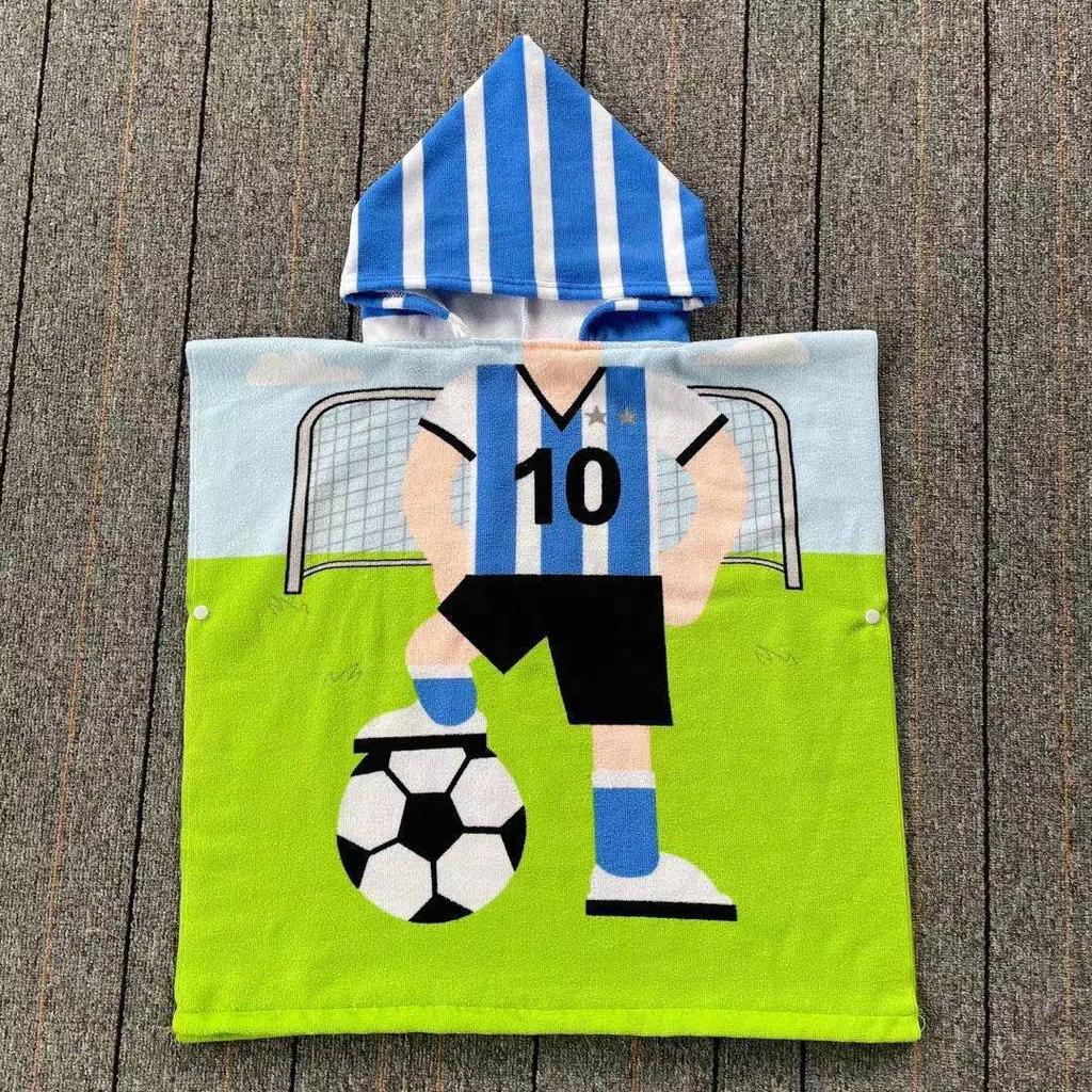 Sommer-Mikrofaser-Badeponcho mit Aufdruck für Kinder, Badetuch mit Kapuze, das nicht fusselt oder ausbleicht, Alter 2-10