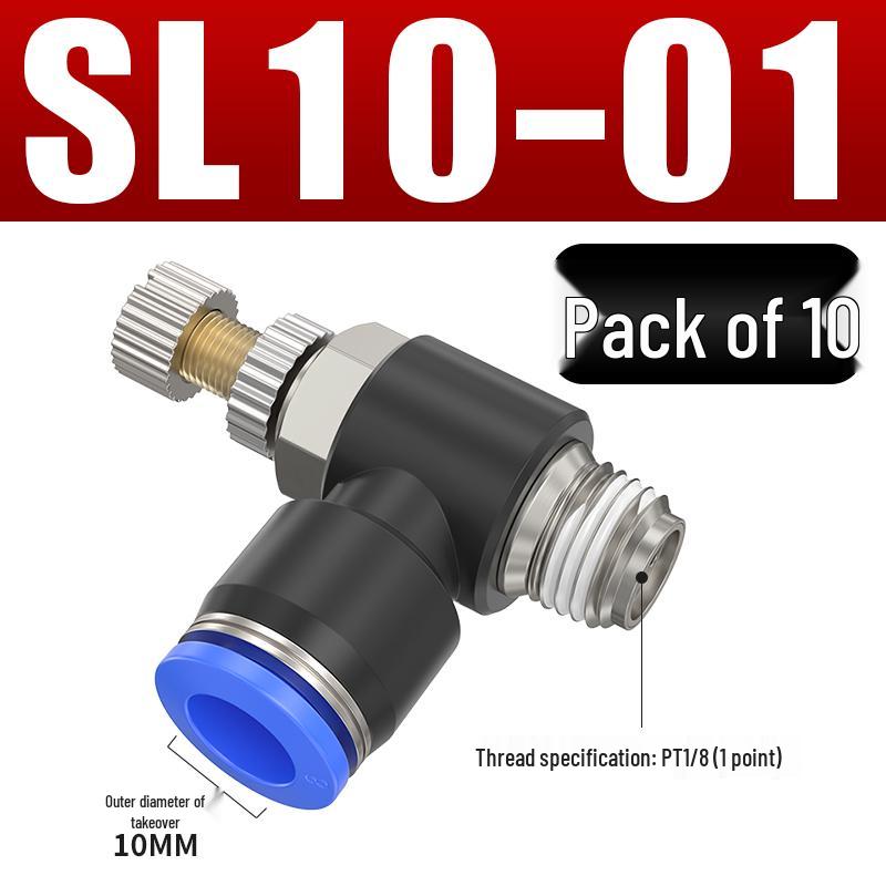 Adjustable Pneumatic Throttle and Speed Control Valve with Quick Connector for Air Tubes SL4 6 8-M5-01-02
