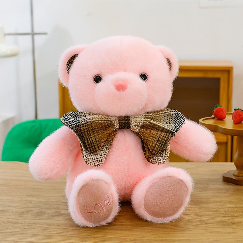 Big Bow Tie Teddy Bear Plush Toy Girl Birthday Gift Bay Window Ornament Home Throw Pillow Ring Gift