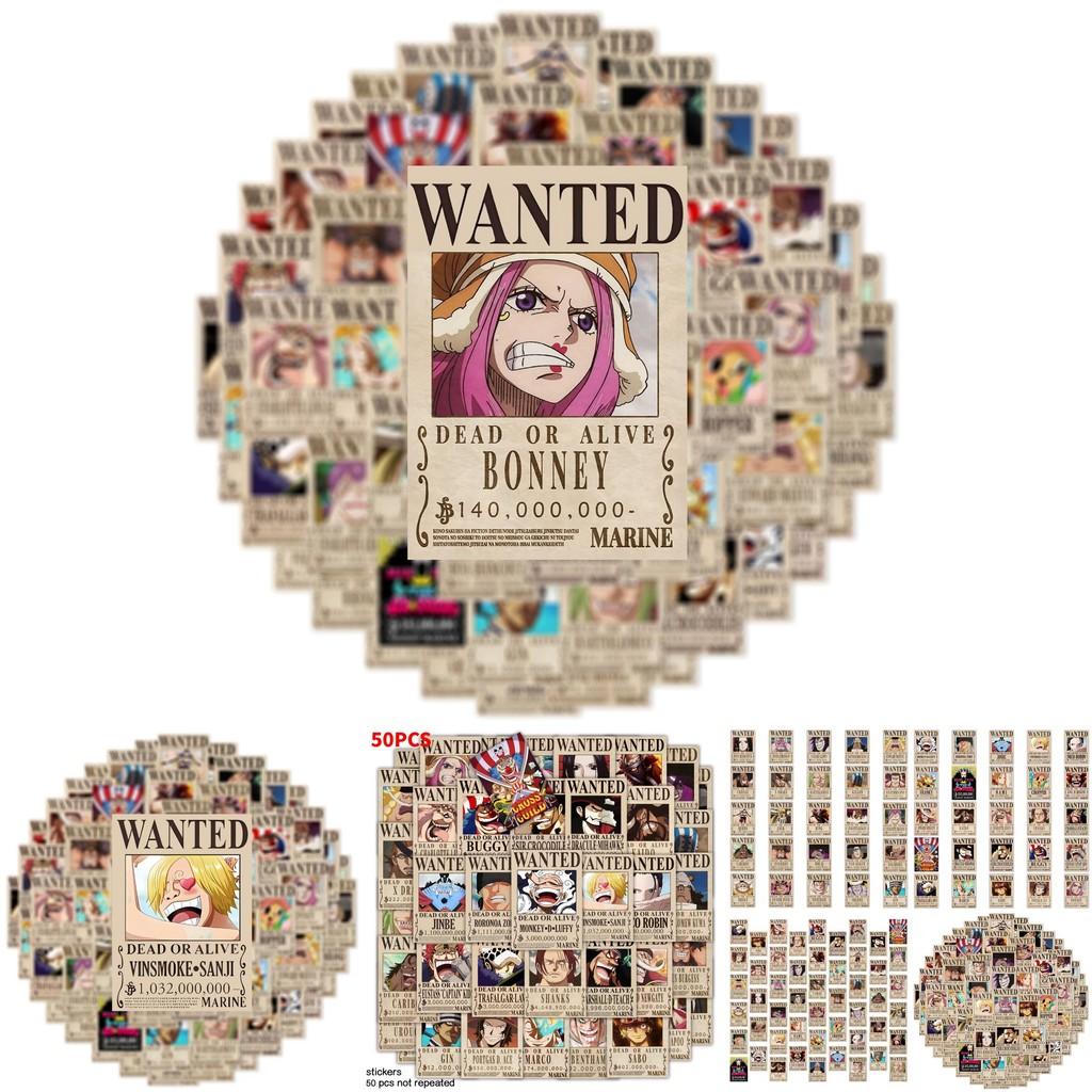 50 Pack One Piece Pirate Poster Stickers Colorful Graffiti Cartoon Decor For Fans