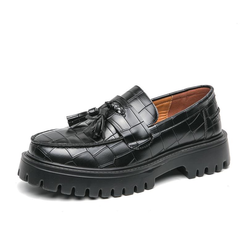 Men s Big Head Leather Tassel Loafers - British Style Formal Business Casual Shoes, Large Size 39