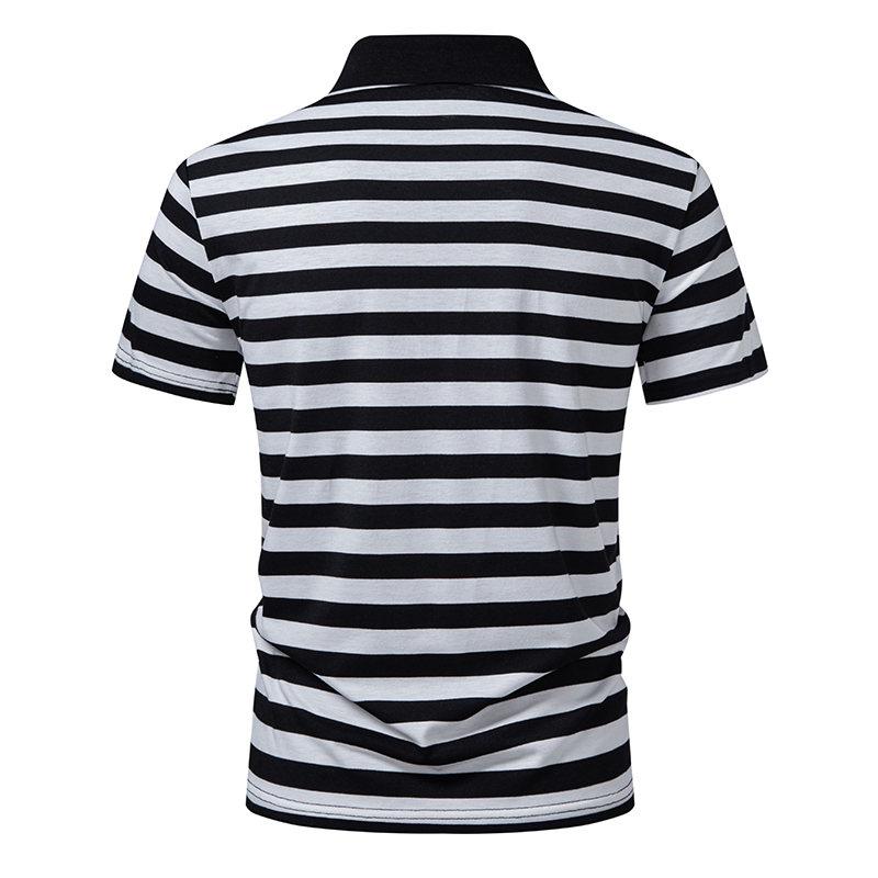 Summer Men's Classic Striped Polo Shirts Short Sleeve Breathable Casual T-Shirt Contrast Color Lapel Collar Streetwear Basic Top