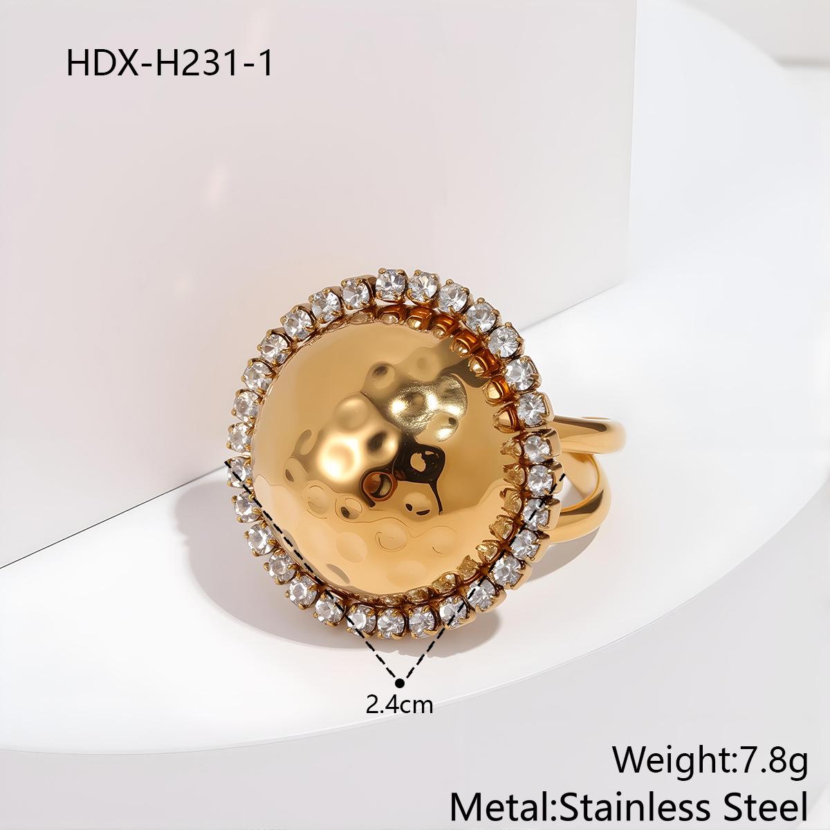 18K Gold Plated Open Leaf Ring with Zircon Inlay - European & American Style One Size