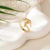 Exquisite Stainless Steel 18K Gold Plated Dolphin Design Ring Waterproof High Quality Ladies Jewelry for Daily Wear Vacation Etc